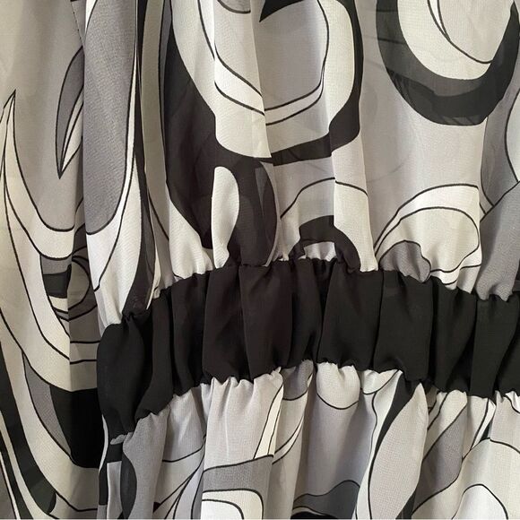 NWT Merona Sheer Short Caftan Swim Coverup Patterned Gray Size 20w/22w - Picture 8 of 10